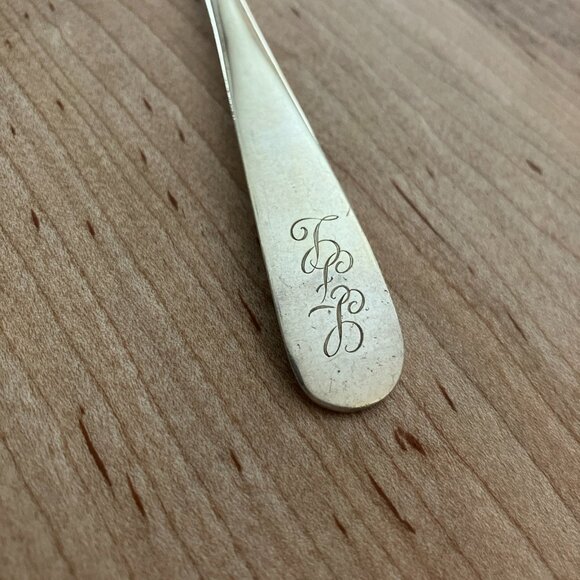 S Kirk & Son Repousse Sterling Silver Salad Fork 6.25" Antique w/Monogram. - Picture 4 of 7